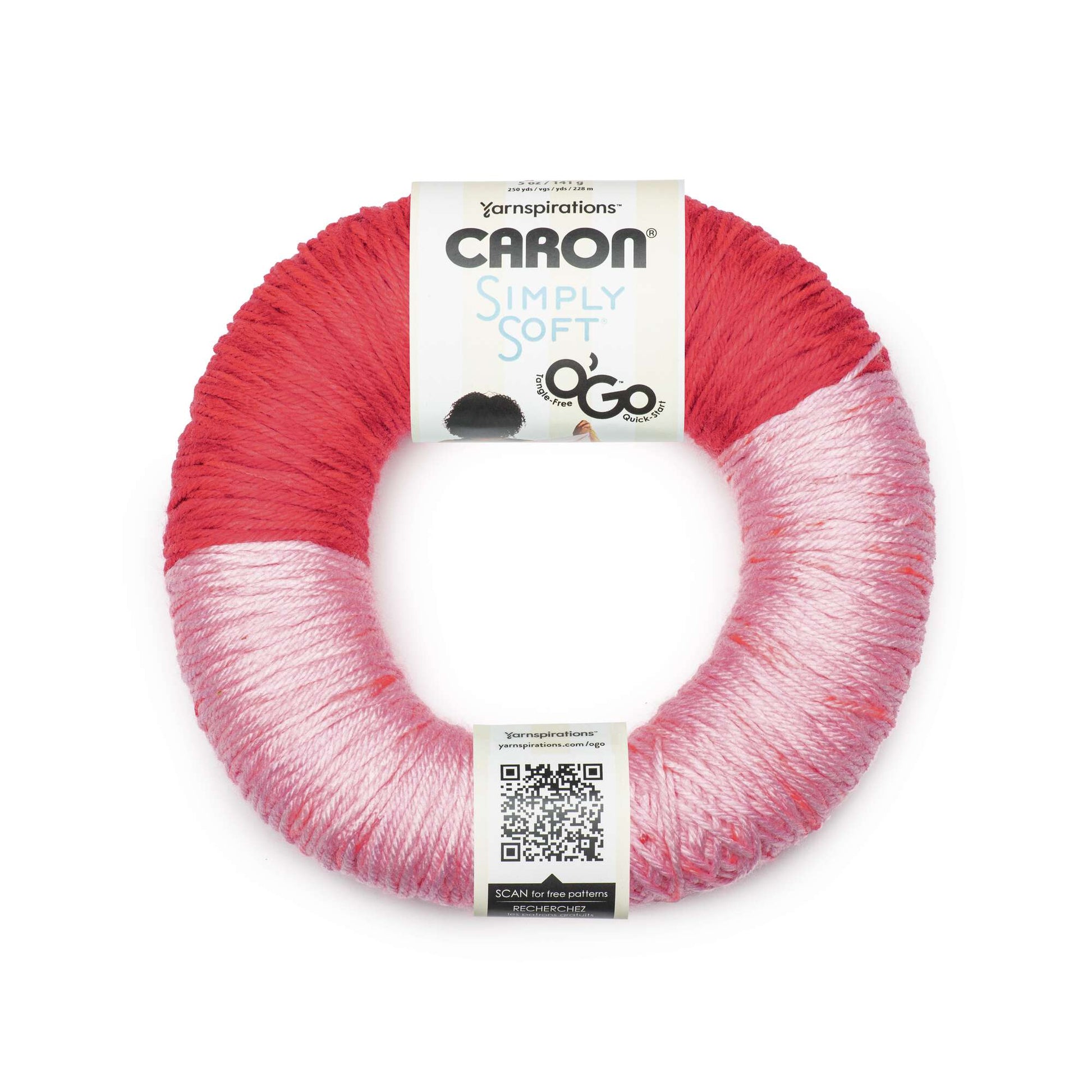 Caron Simply Soft O'Go (141g/5oz) - Clearance Shades* Harvest Red Soft Pink