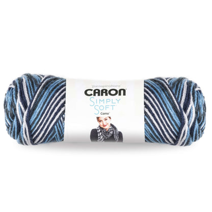 Caron Simply Soft Camo Yarn - Discontinued Shades Blue Camo