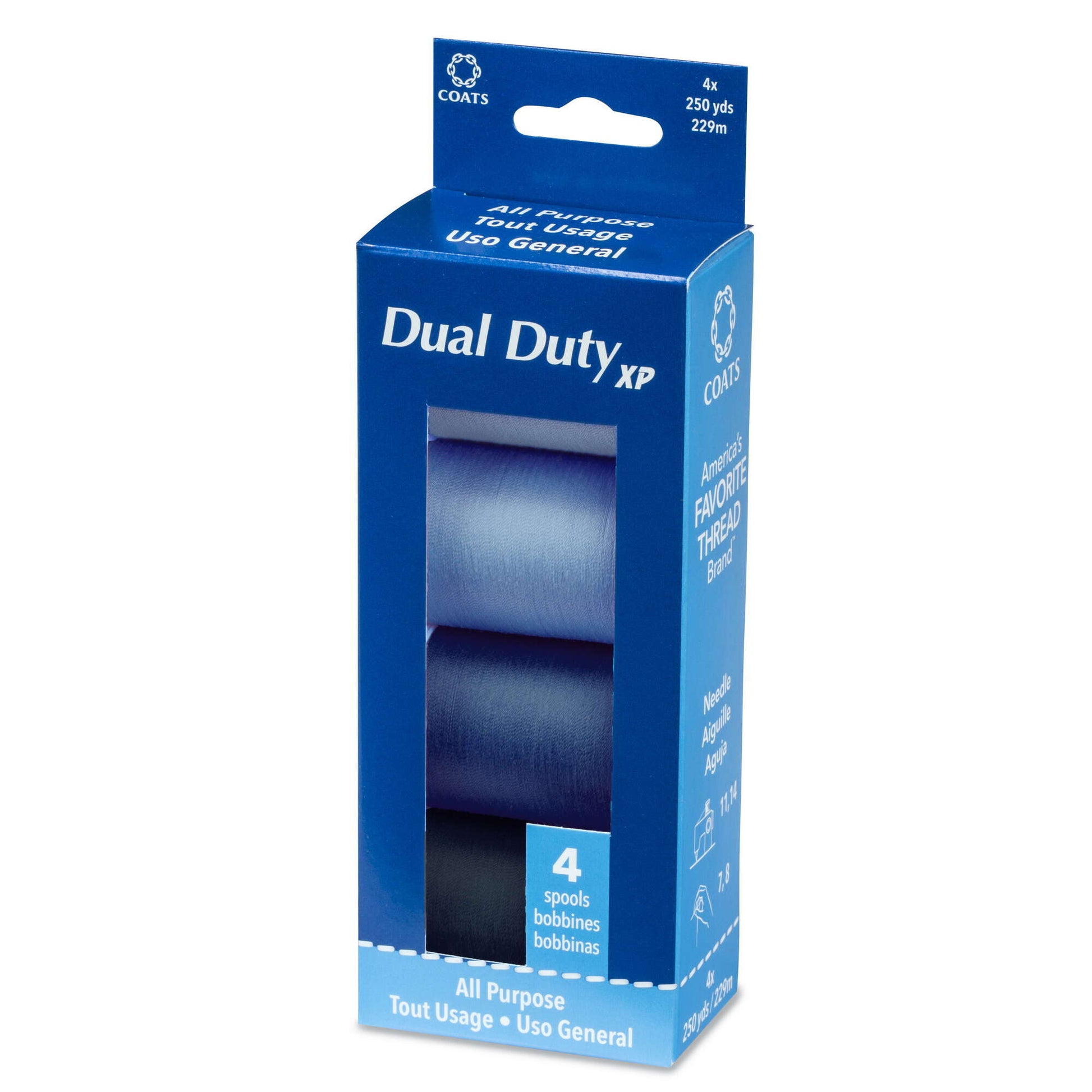 Dual Duty XP All Purpose Sewing Thread, 4 Spools Blues