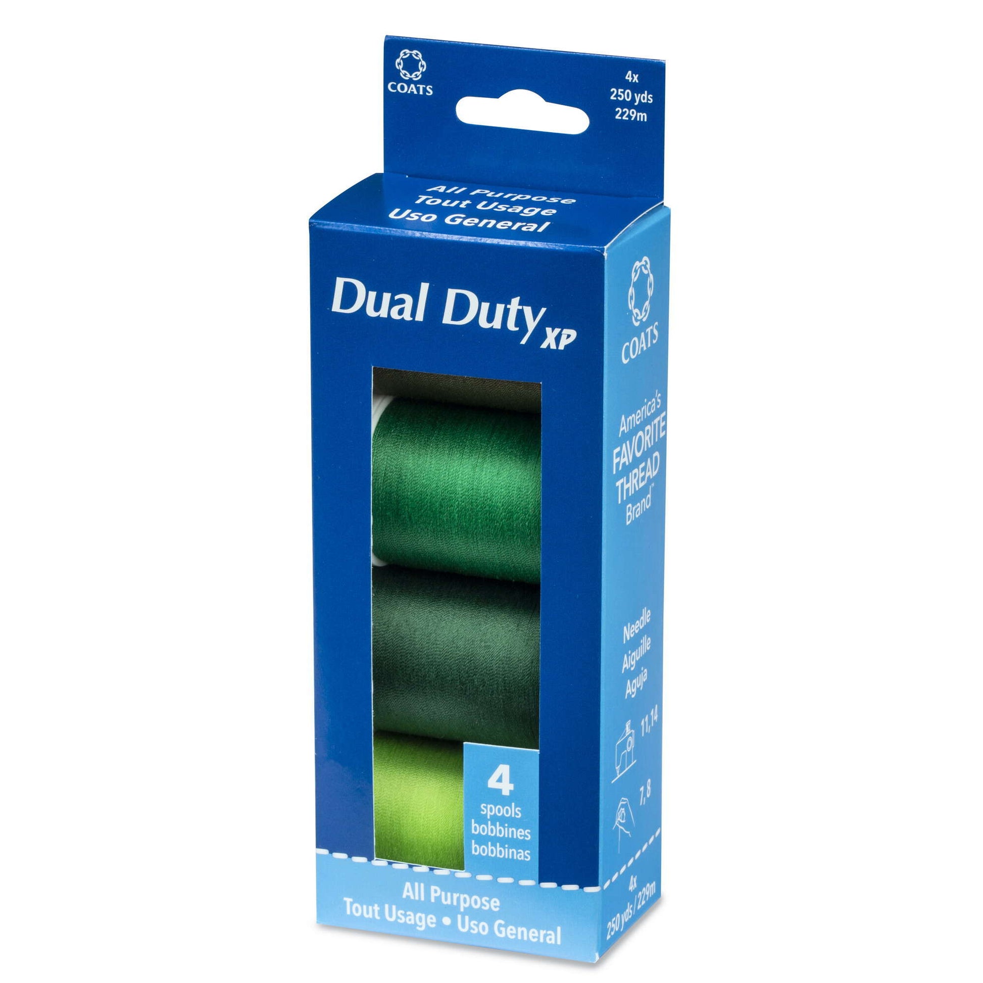 Dual Duty XP All Purpose Sewing Thread, 4 Spools Greens