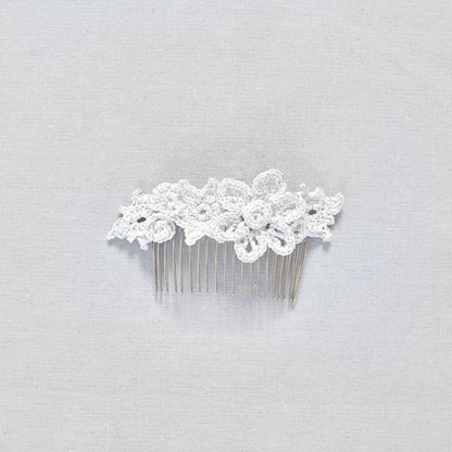 Aunt Lydia's Crochet Floral Hair Comb Crochet Accessory made in Aunt Lydia's Metallic Crochet Thread yarn
