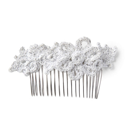 Aunt Lydia's Crochet Floral Hair Comb Crochet Accessory made in Aunt Lydia's Metallic Crochet Thread yarn