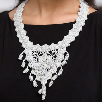 Aunt Lydia's Crochet Rosalinda Necklace Crochet Accessory made in Aunt Lydia's Metallic Crochet Thread yarn