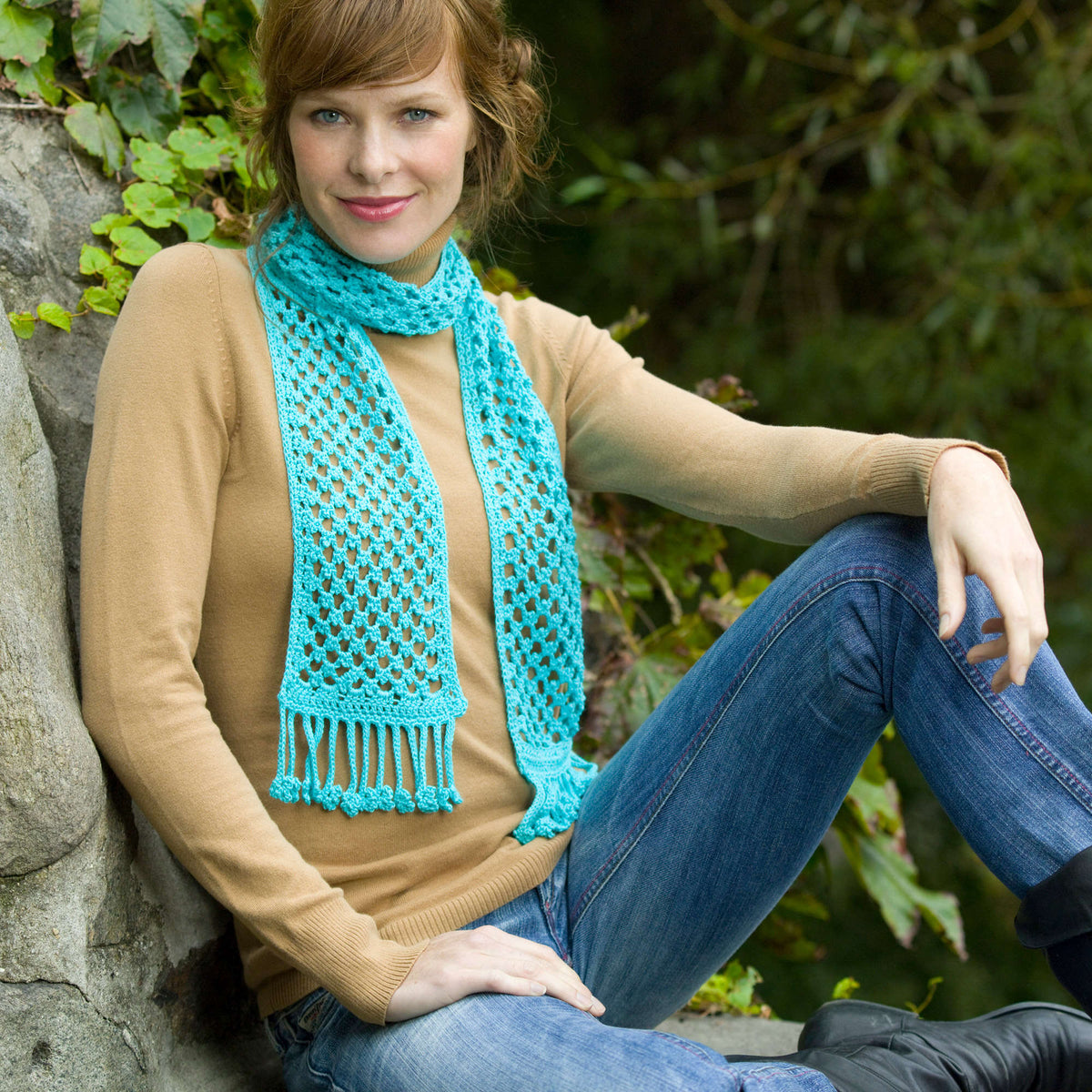 Crochet Scarf made in Aunt Lydia's Bamboo Crochet Thread Size 10 yarn