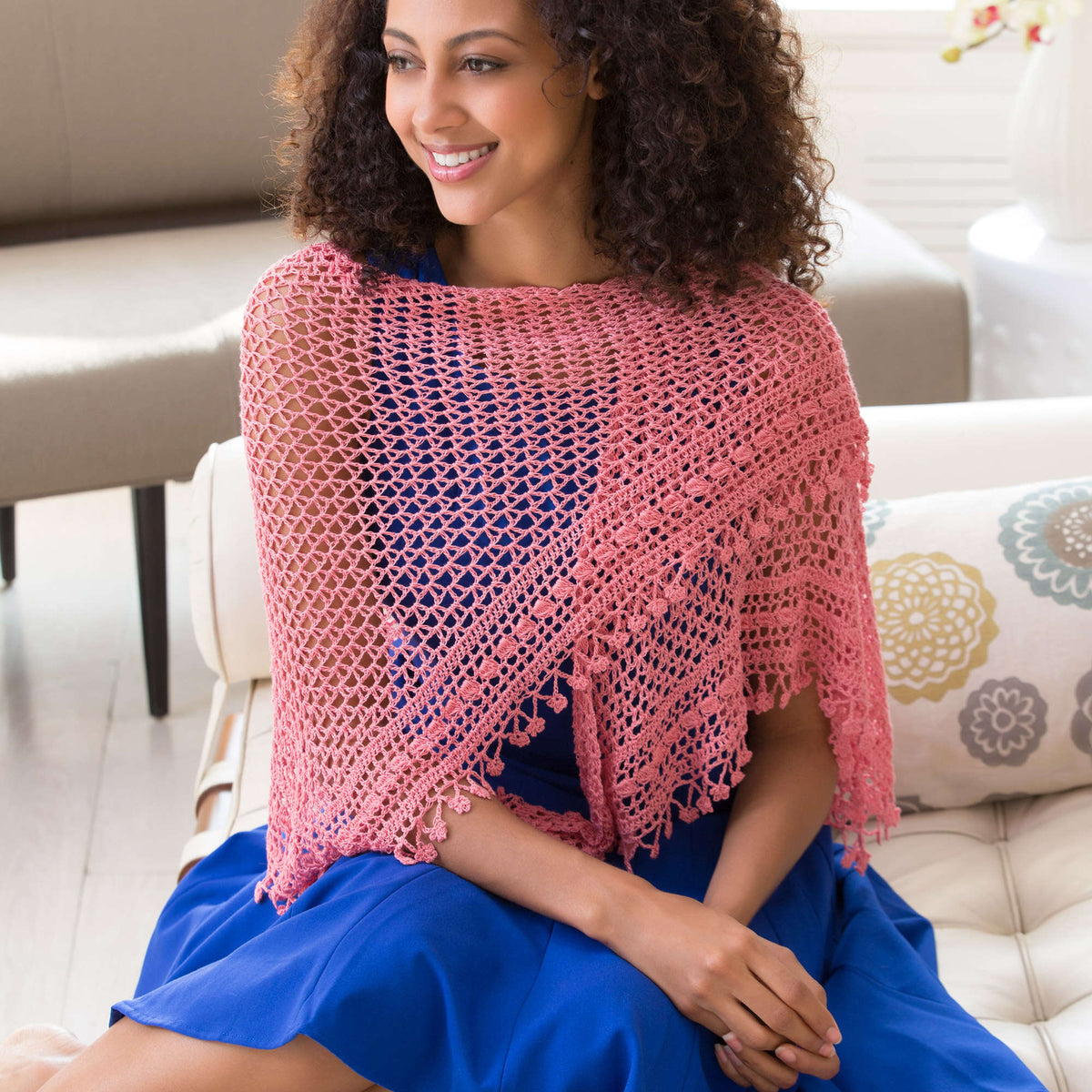 Crochet Shawl made in Aunt Lydia's Bamboo Crochet Thread Size 10 yarn