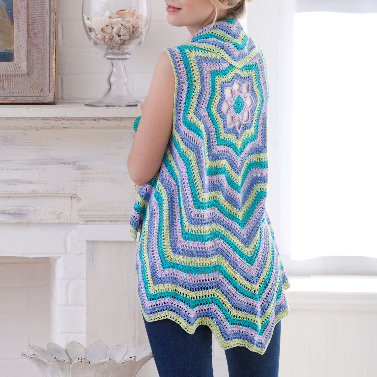 Crochet Vest made in Aunt Lydia's Bamboo Crochet Thread Size 10 yarn
