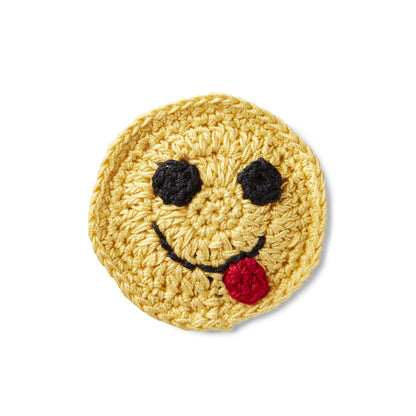 Aunt Lydia's Yummy Happy Face Emoji Applique Crochet Crochet Appliqué made in Aunt Lydia's Classic Crochet Thread yarn