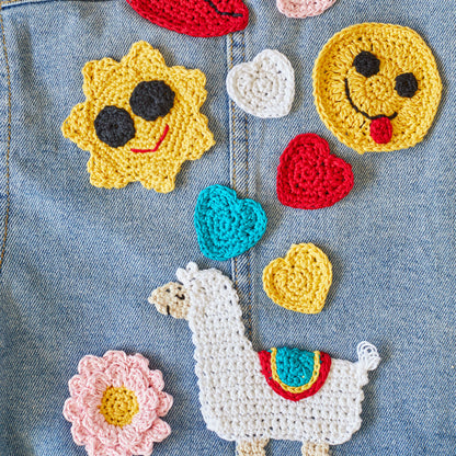 Aunt Lydia's Crochet Yummy Happy Face Emoji Applique Crochet Appliqué made in Aunt Lydia's Classic Crochet Thread yarn