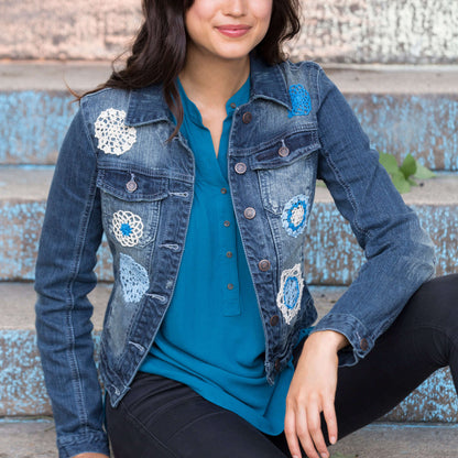 Aunt Lydia's Crochet Doilyed for Denim Jacket Crochet Appliqué made in Aunt Lydia's Classic Crochet Thread yarn