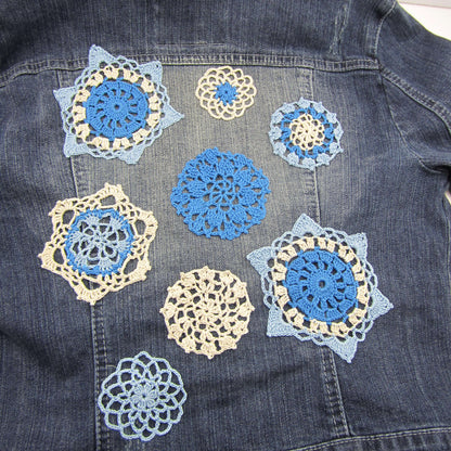 Aunt Lydia's Crochet Doilyed for Denim Jacket Crochet Appliqué made in Aunt Lydia's Classic Crochet Thread yarn