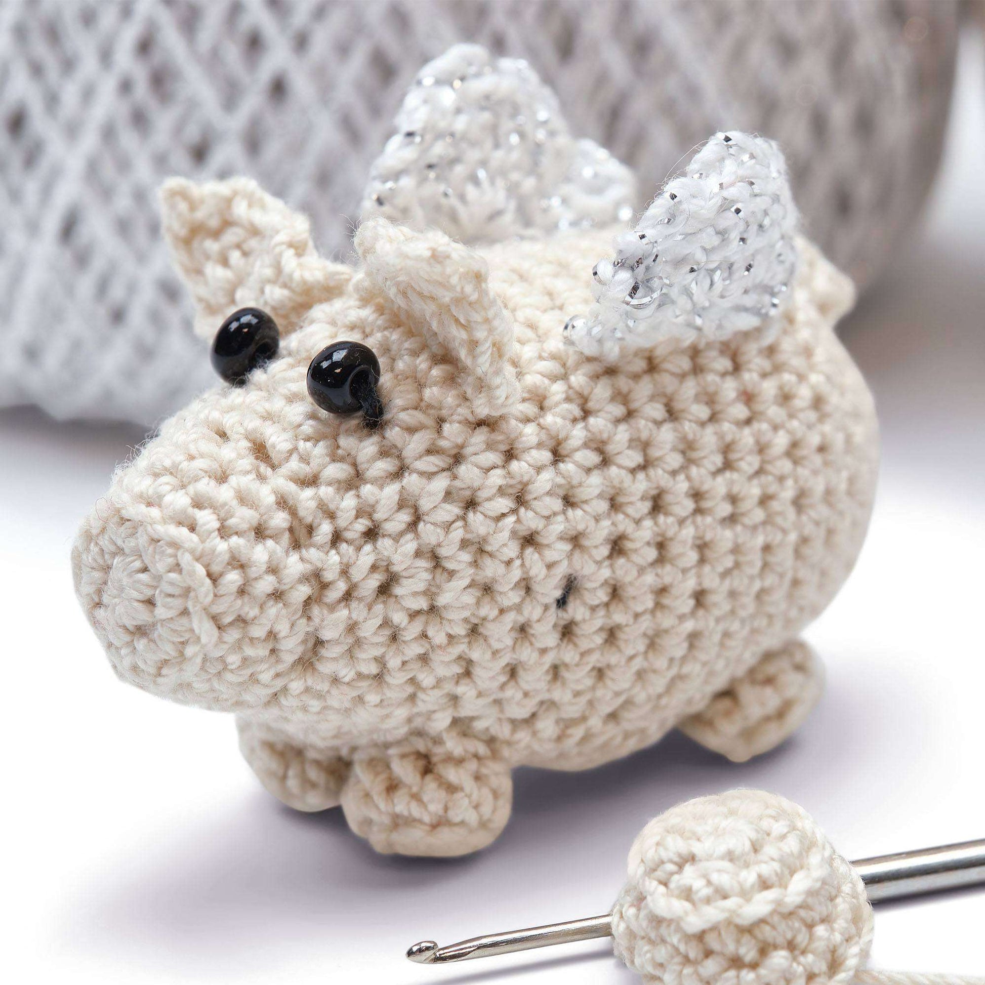 Aunt Lydia When Pigs Fly Pattern Crochet Toy made in Aunt Lydia's Classic Crochet yarn