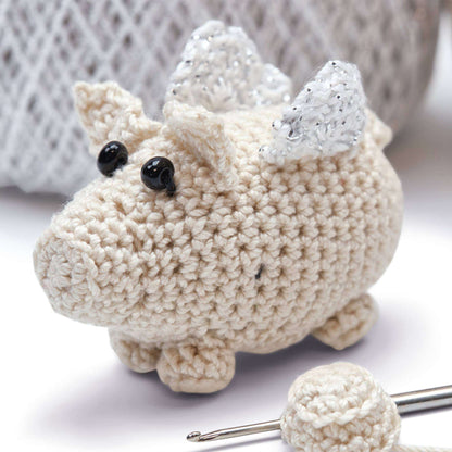 Aunt Crochet Lydia When Pigs Fly Crochet Toy made in Aunt Lydia's Classic Crochet yarn