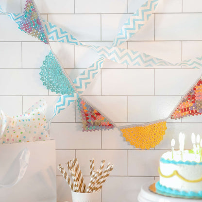 Aunt Lydia's Celebration Doily Garland Crochet Interior Décor made in Aunt Lydia's Classic Crochet Thread yarn