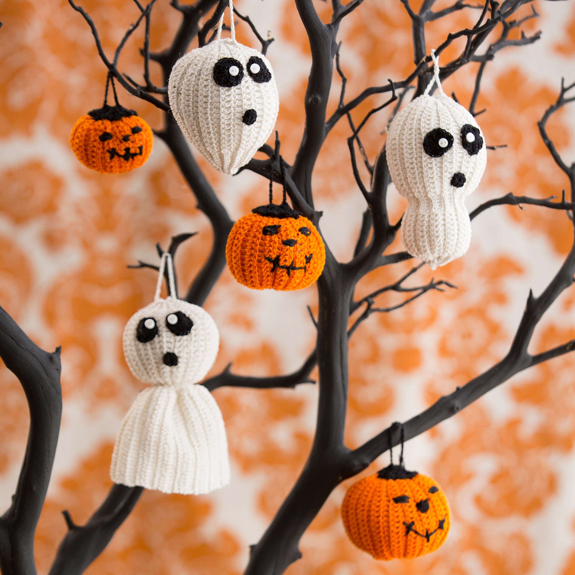 Aunt Lydia's Halloween Tree of Spookiness Crochet Interior Décor made in Aunt Lydia's Classic Crochet Thread yarn