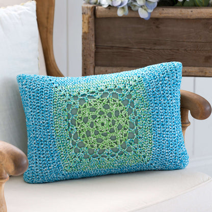 Aunt Lydia's Crochet Mod Granny Pillow Front Crochet Pillow made in Aunt Lydia's Baker's Cotton yarn