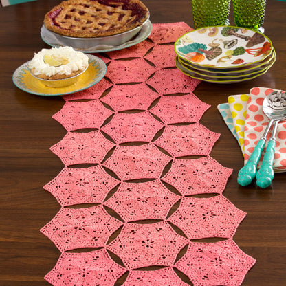 Aunt Lydia's Crochet Flower and Fan Table Runner Crochet Kitchen Décor made in Aunt Lydia's Classic Crochet Thread yarn