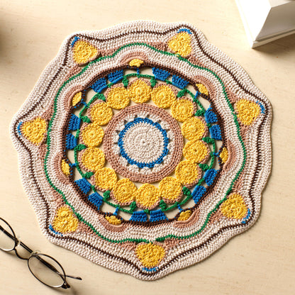 Aunt Lydia's Sun Blossom Mandala Doily Crochet Crochet Kitchen Décor made in Aunt Lydia's Classic Crochet Thread yarn