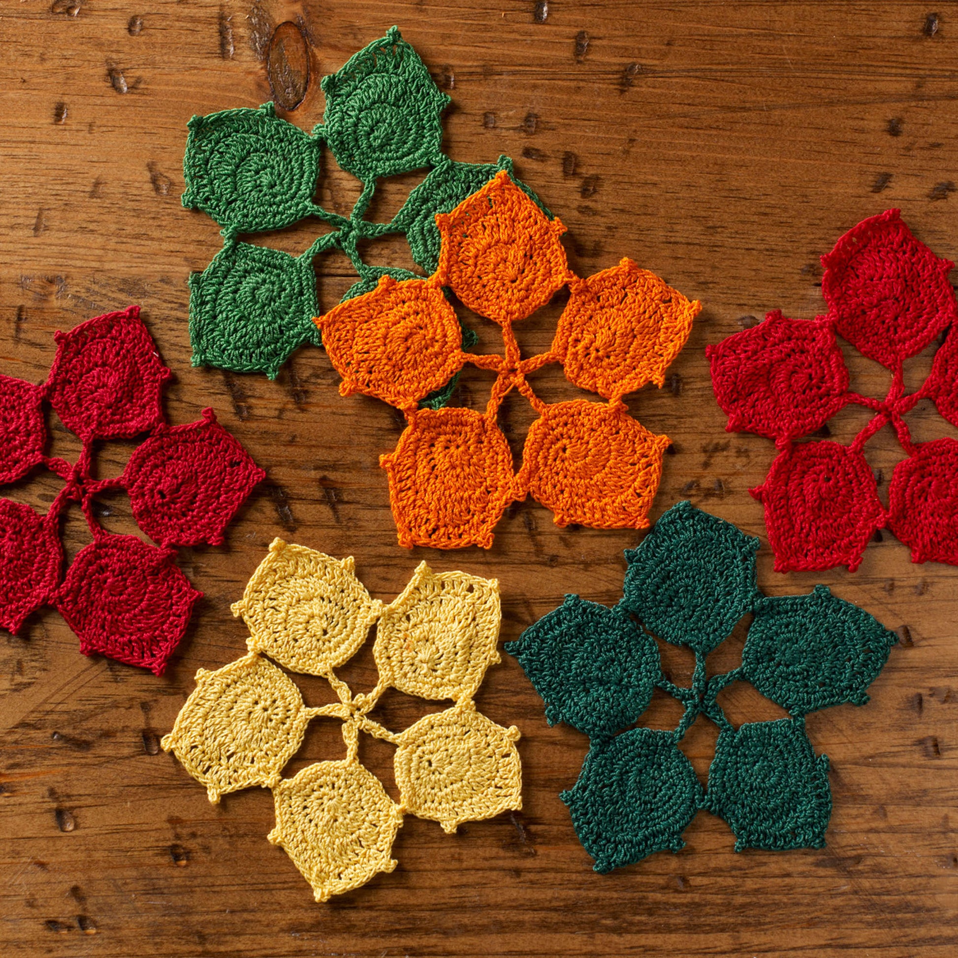 Free Aunt Lydia's Crochet Dancing Leaves Coasters Pattern