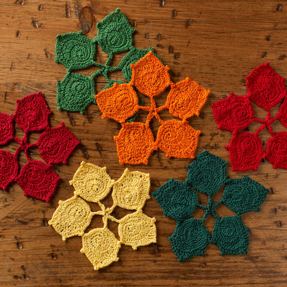 Aunt Lydia's Crochet Dancing Leaves Coasters Crochet Kitchen Décor made in Aunt Lydia's Classic Crochet Thread yarn