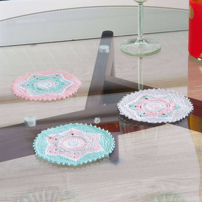 Aunt Lydia Crochet Christmas Party Coasters Crochet Coaster made in Aunt Lydia's Classic Crochet yarn