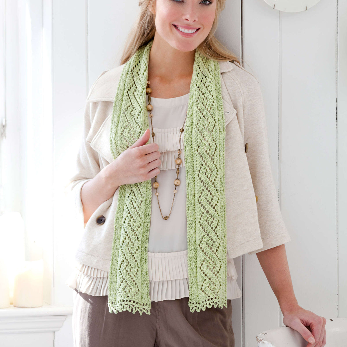 Knit Scarf made in Aunt Lydia's Fashion Crochet Thread yarn