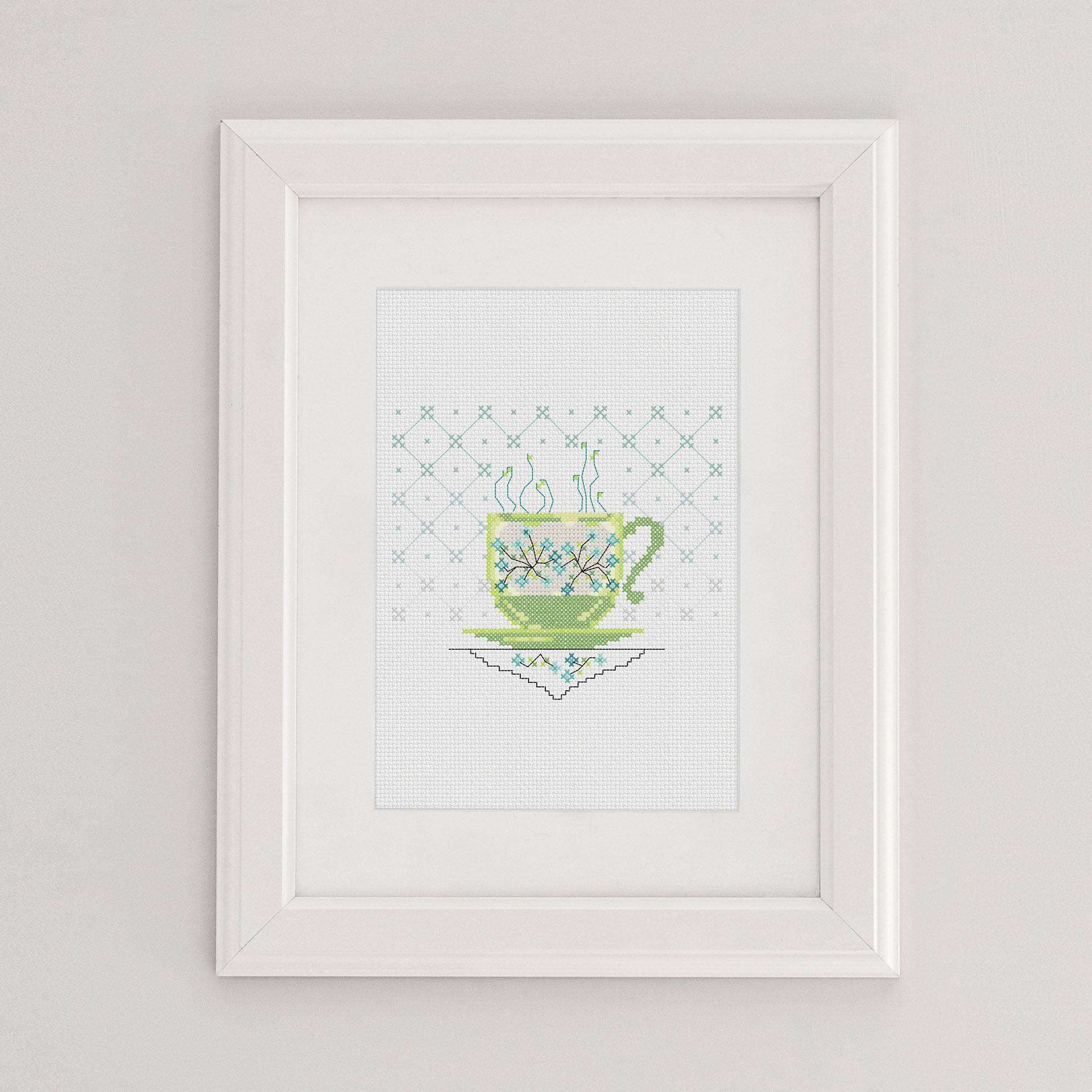 Free Anchor Cross Stitch Tea Cup Embroidery Pattern