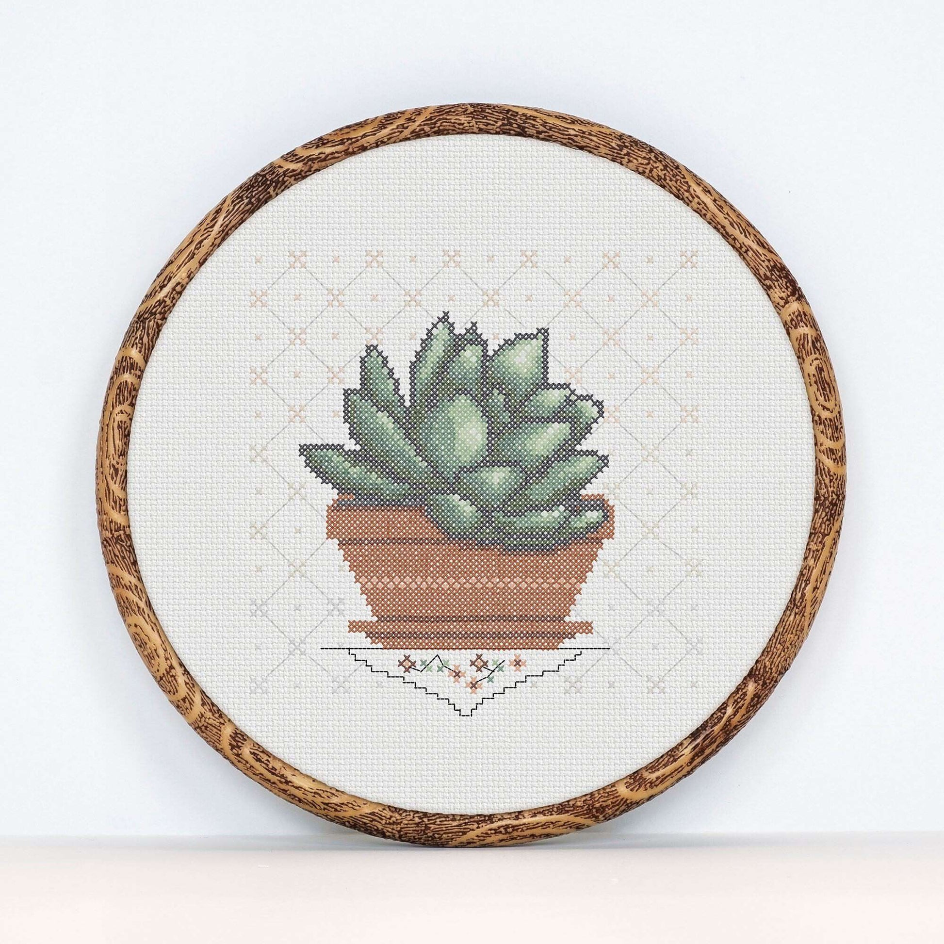 Free Anchor Cross Stitch Succulent Embroidery Pattern