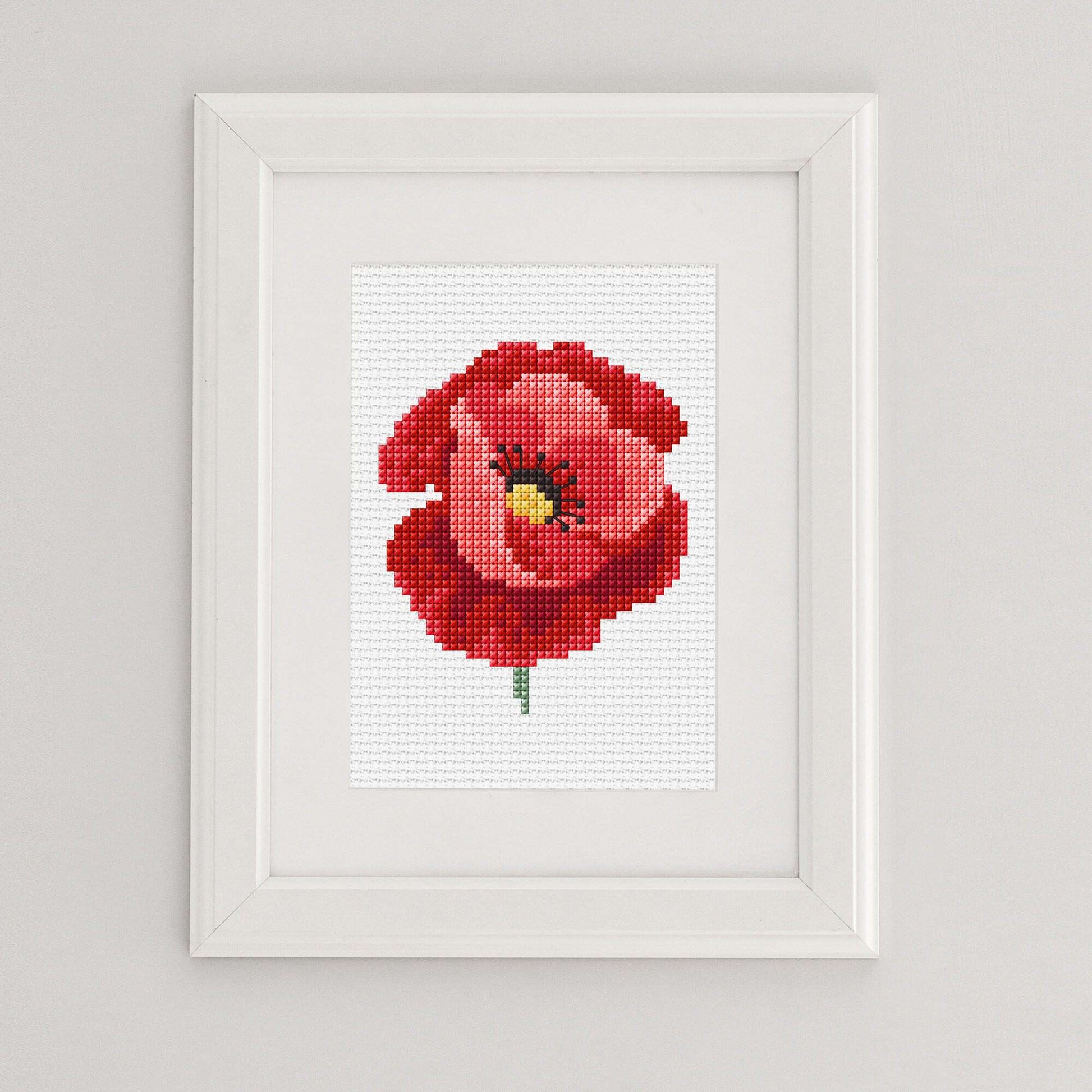 Free Anchor Red Poppy Cross Stitch Design Embroidery Pattern
