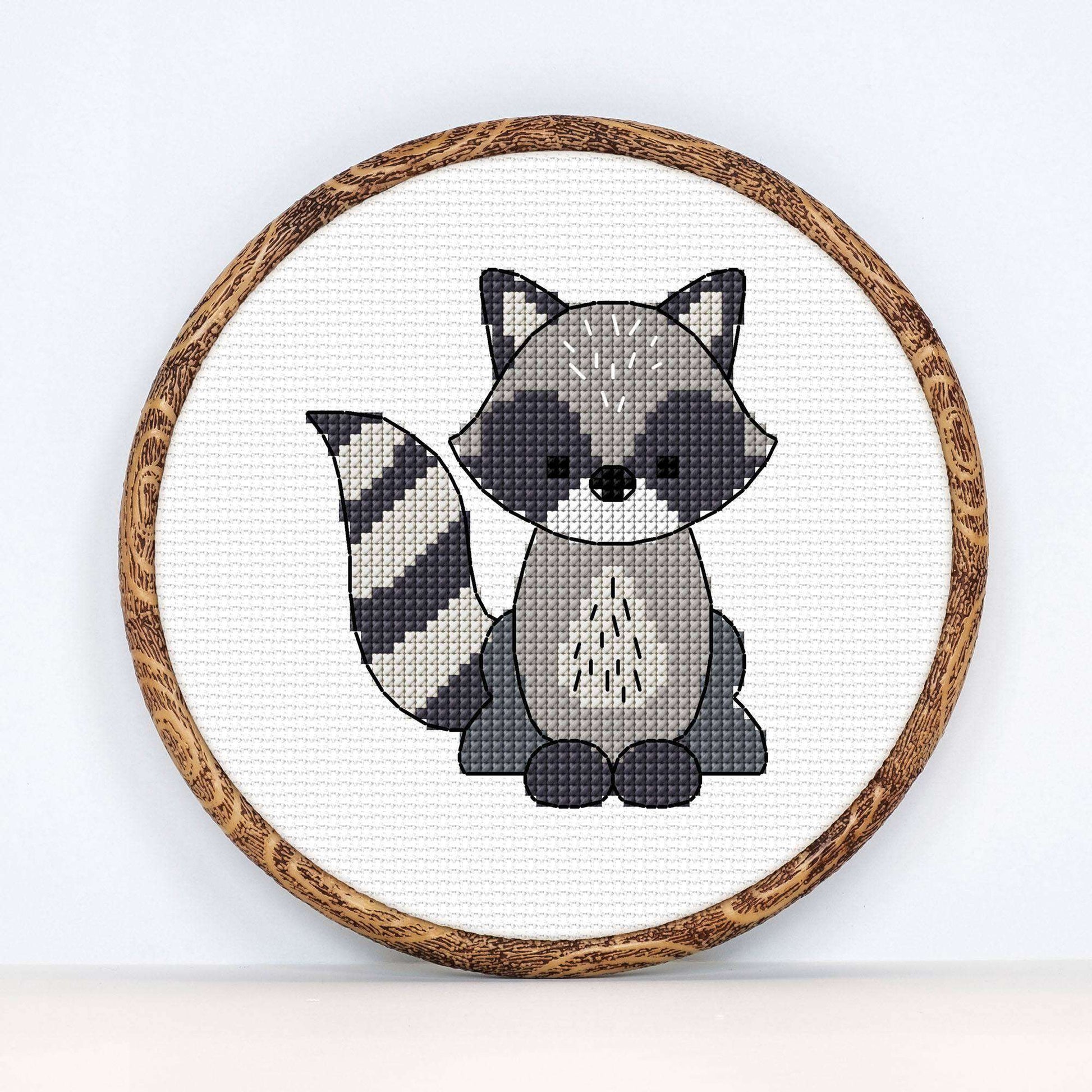 Free Anchor Embroidery Raccoon Cross Stitch Design Pattern
