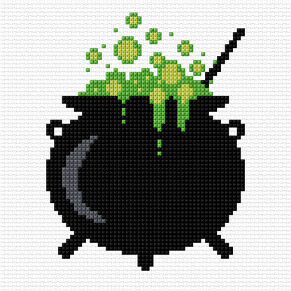 Anchor Embroidery Halloween Cauldron Cross Stitch Embroidery Design made in Anchor Embroidery Floss Spools yarn