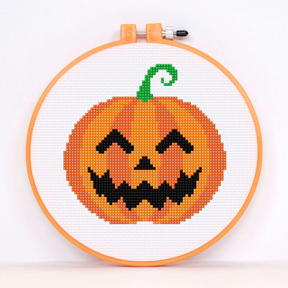 Anchor Halloween Pumpkin Cross Stitch Embroidery Design made in Anchor Embroidery Floss Spools yarn