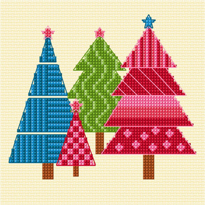 Anchor Modern Christmas Trees Cross Stitch Embroidery Embroidery Design made in Anchor Embroidery Floss Spools yarn