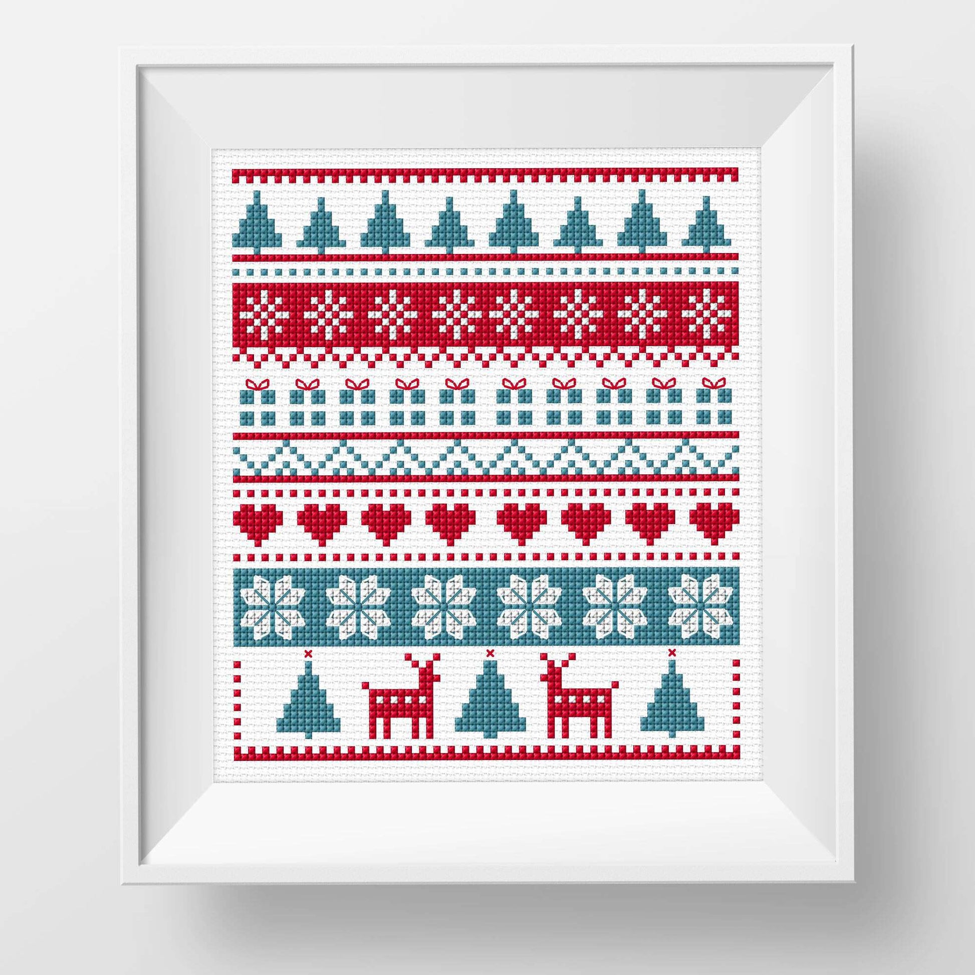 Free Anchor Christmas Holiday Sampler Cross Stitch Embroidery Pattern