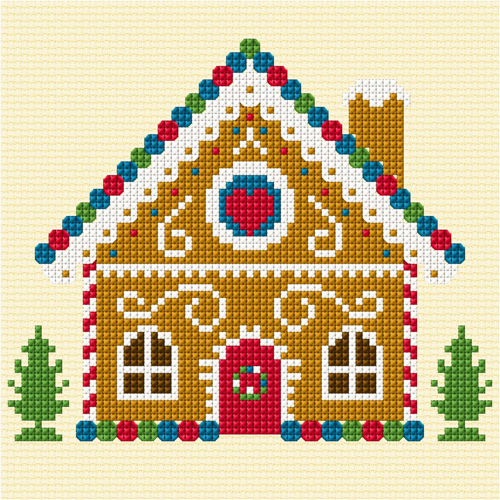 Free Anchor Embroidery Gingerbread House Cross Stitch Pattern