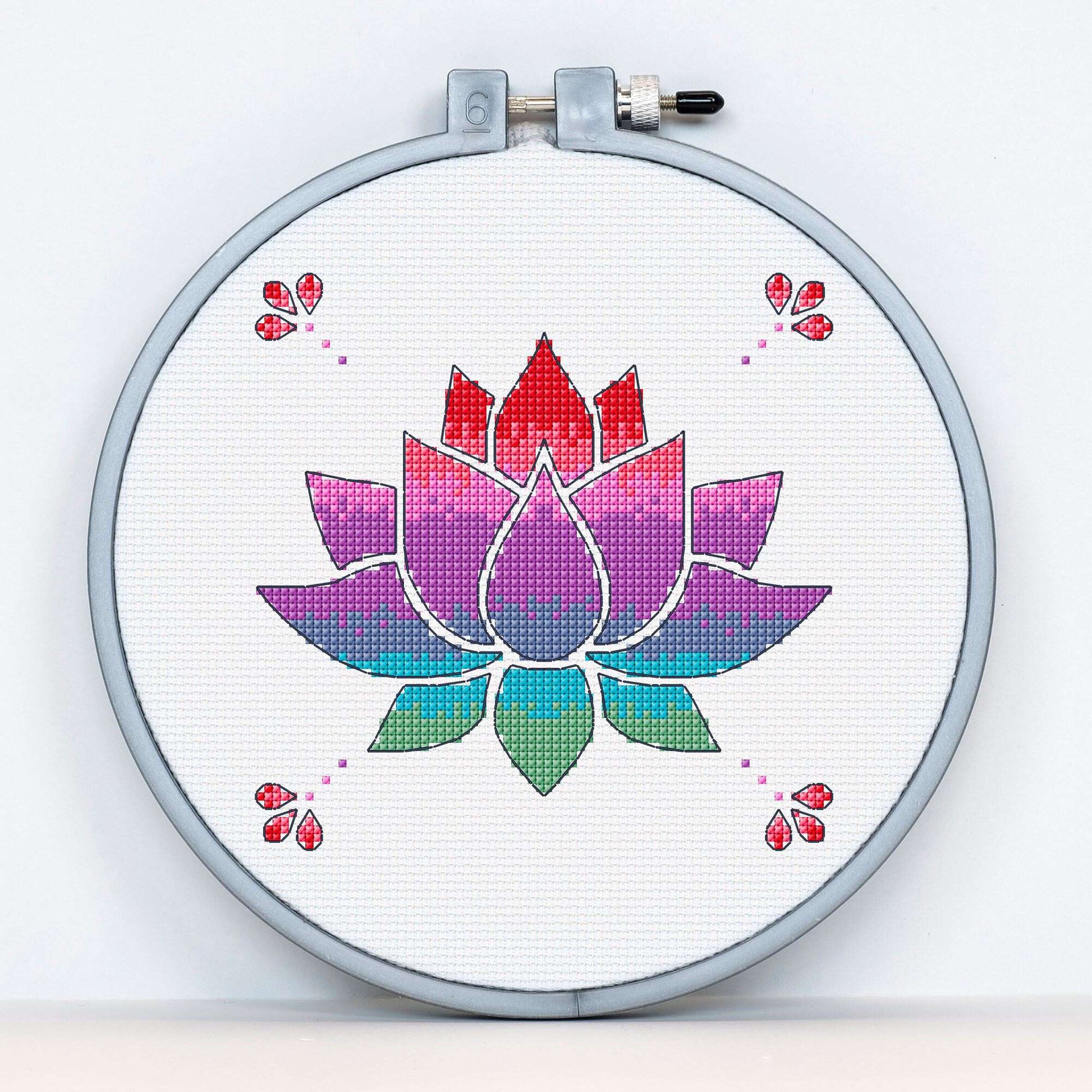 Free Anchor Lotus Flower Cross Stitch Design Embroidery Pattern