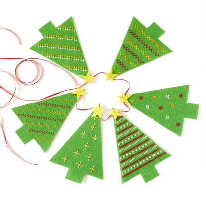 Anchor Craft Christmas Tree Banner Craft Accessory made in Anchor Stitchable Felt yarn
