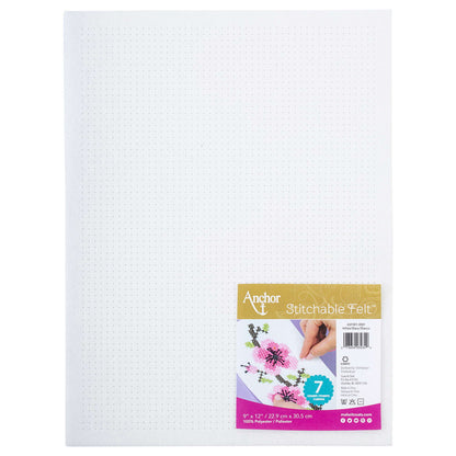 Anchor Stitchable Felt 9" x 12" - Clearance Shades White