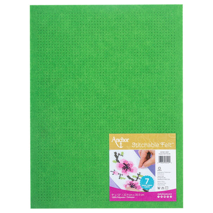 Anchor Stitchable Felt 9" x 12" - Clearance Items Green