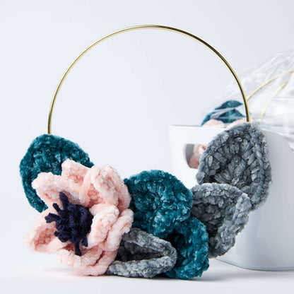 Bernat Floral Wreath Crochet Party Favor Crochet Accessory made in Bernat Velvet yarn