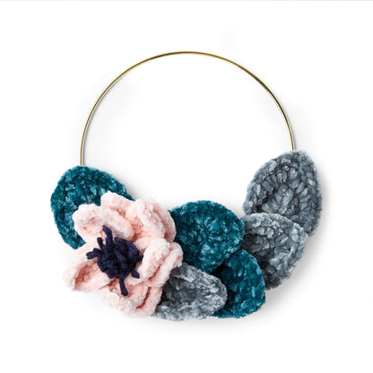Bernat Floral Wreath Crochet Party Favor Crochet Accessory made in Bernat Velvet yarn