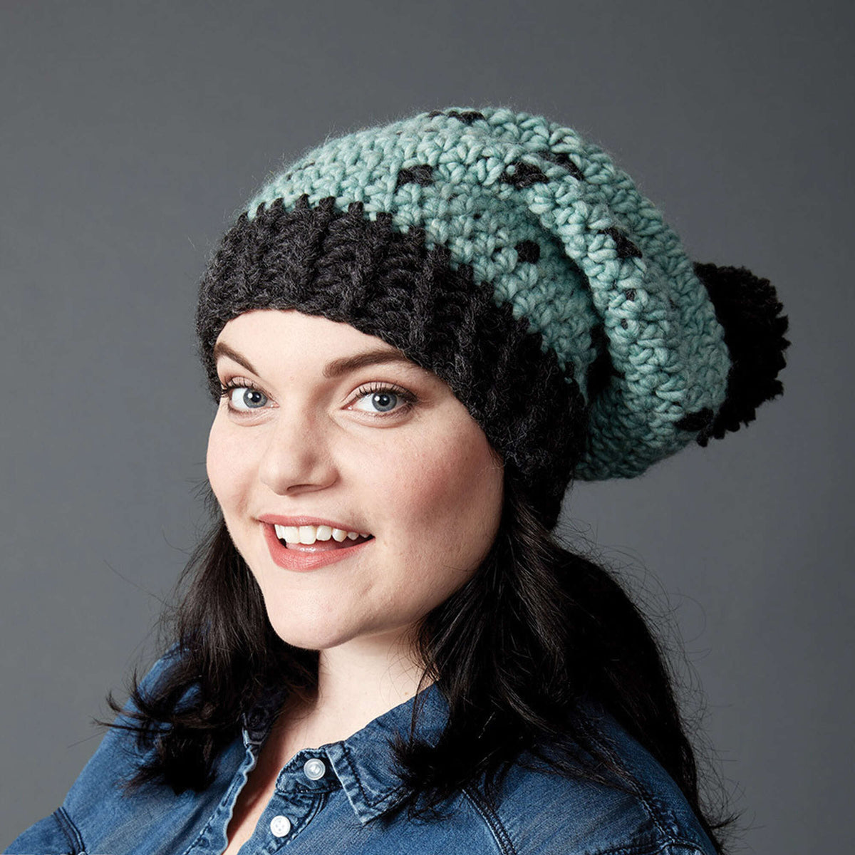 Crochet Hat made in Bernat Roving yarn