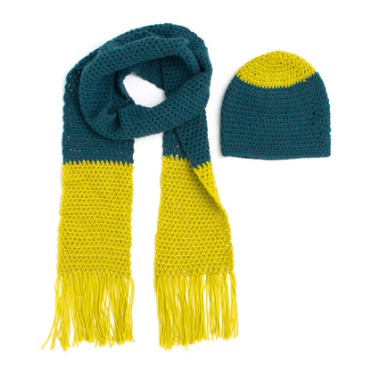 Bernat Color Burst Beanie & Scarf Set Crochet Hat made in Bernat Super Value yarn