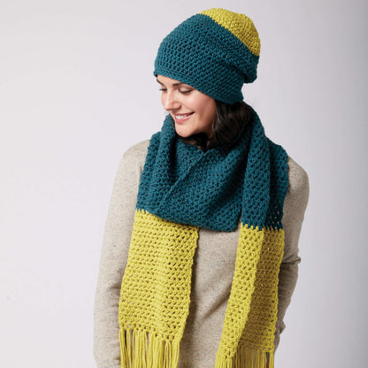 Bernat Color Burst Beanie & Scarf Set Crochet Crochet Hat made in Bernat Super Value yarn