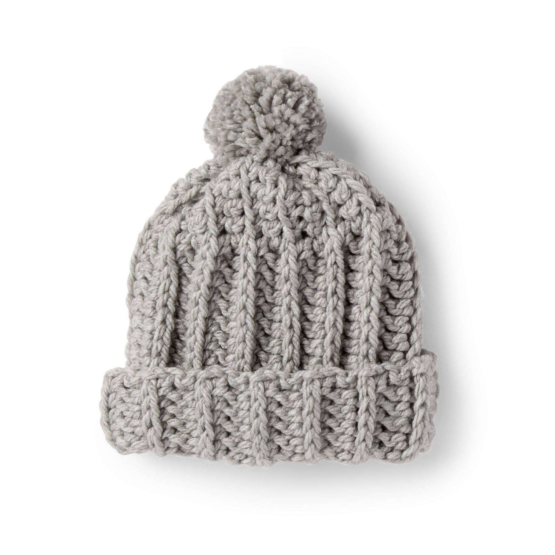 Bernat Basic Crochet Ribbed Family Hat Natural