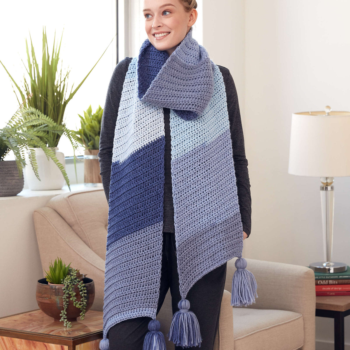 Crochet Scarf made in Bernat Pop! yarn