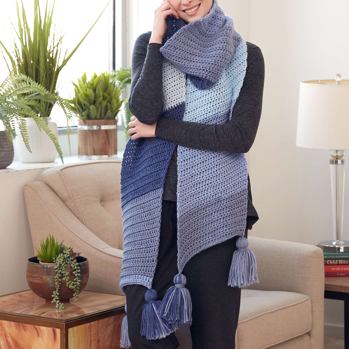 Crochet Scarf made in Bernat Pop! yarn