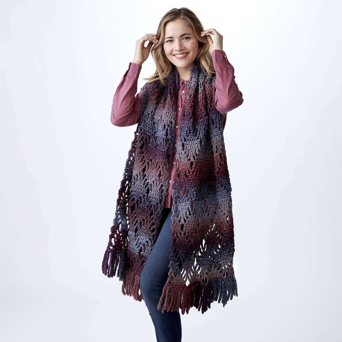 Crochet Scarf made in Bernat Wavelength yarn