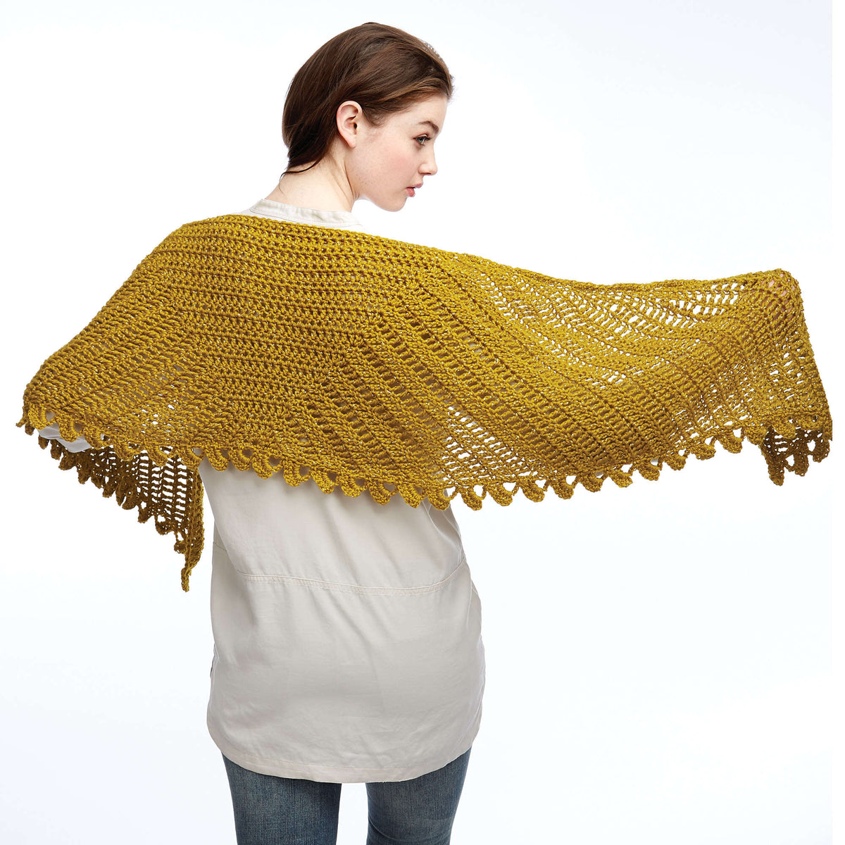 Crochet Shawl made in Bernat Satin yarn