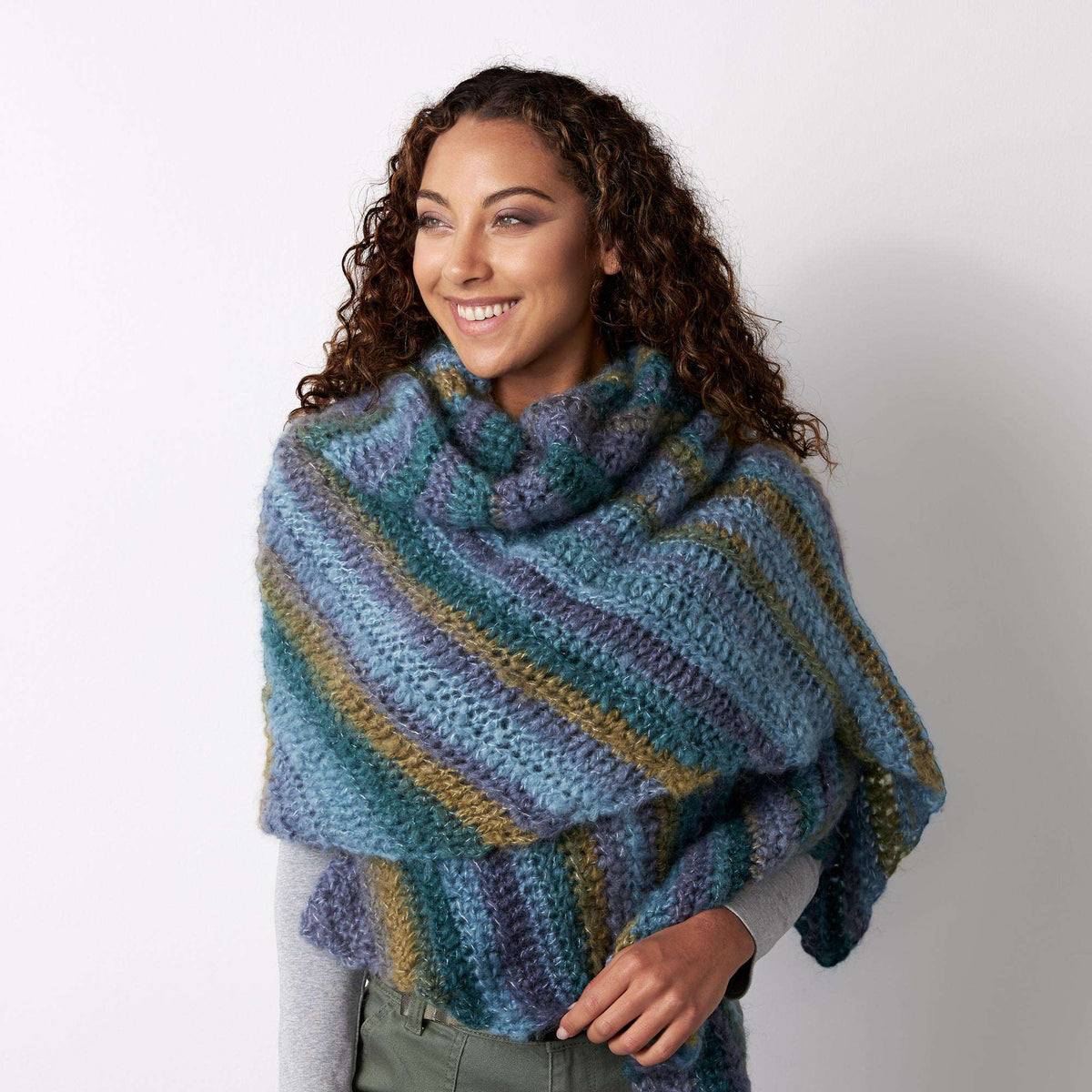 Free Bernat Shifting Colors Shawl Crochet Pattern | Yarnspirations