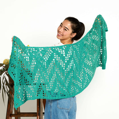 Bernat Zig Zagging Filet Crochet Shawl Single Size
